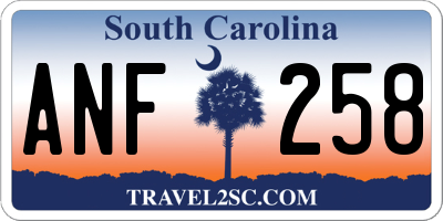 SC license plate ANF258