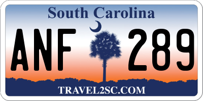 SC license plate ANF289