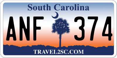 SC license plate ANF374