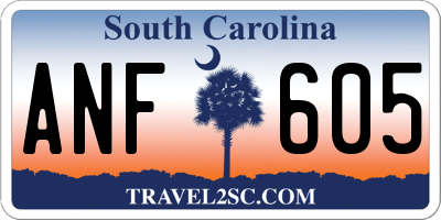 SC license plate ANF605