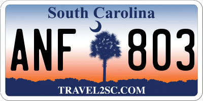 SC license plate ANF803