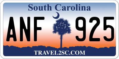 SC license plate ANF925
