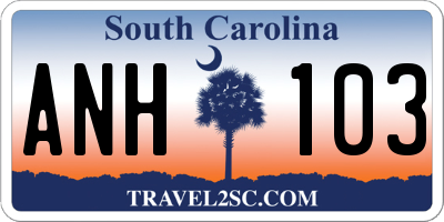 SC license plate ANH103