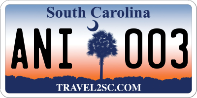 SC license plate ANI003