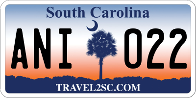 SC license plate ANI022