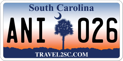SC license plate ANI026