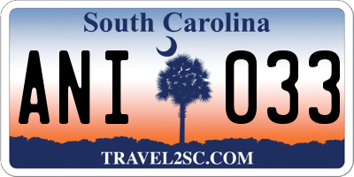 SC license plate ANI033
