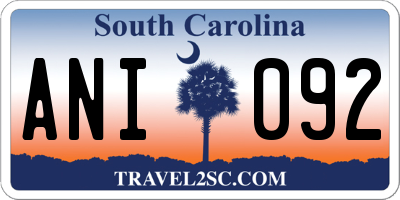 SC license plate ANI092