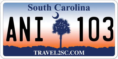 SC license plate ANI103