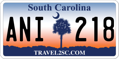 SC license plate ANI218