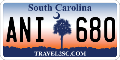 SC license plate ANI680