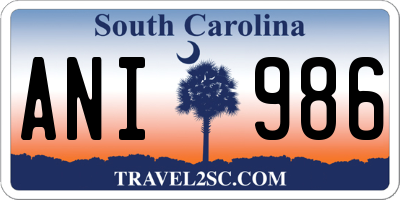 SC license plate ANI986