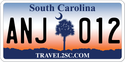 SC license plate ANJ012
