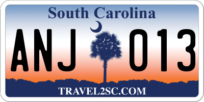 SC license plate ANJ013