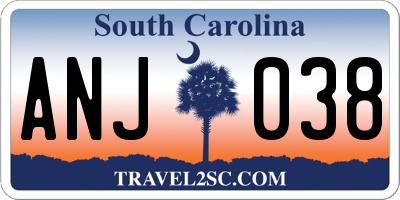 SC license plate ANJ038