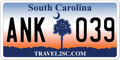 SC license plate ANK039