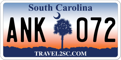 SC license plate ANK072