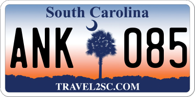 SC license plate ANK085