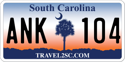 SC license plate ANK104