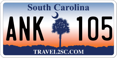 SC license plate ANK105