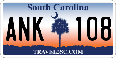 SC license plate ANK108