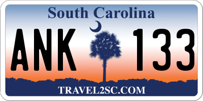SC license plate ANK133