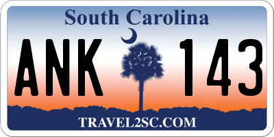 SC license plate ANK143