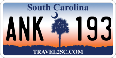 SC license plate ANK193