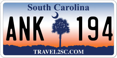 SC license plate ANK194