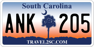 SC license plate ANK205