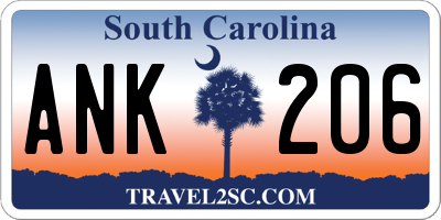 SC license plate ANK206
