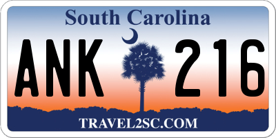 SC license plate ANK216