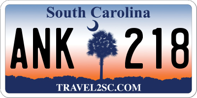 SC license plate ANK218