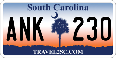 SC license plate ANK230