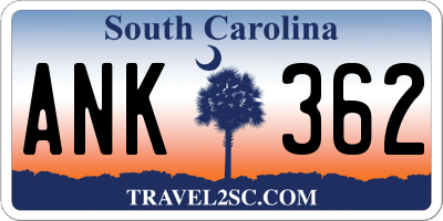 SC license plate ANK362