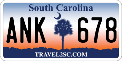 SC license plate ANK678