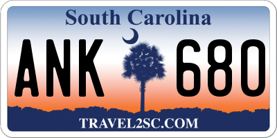 SC license plate ANK680