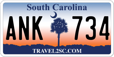 SC license plate ANK734