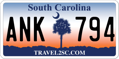 SC license plate ANK794