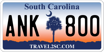 SC license plate ANK800