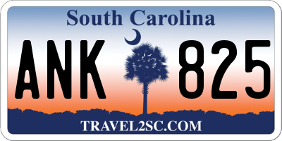 SC license plate ANK825