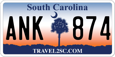 SC license plate ANK874