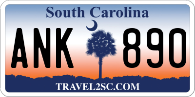 SC license plate ANK890