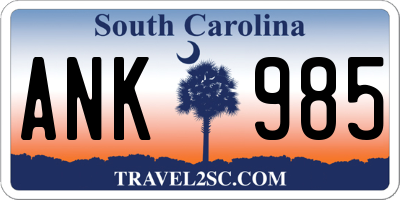 SC license plate ANK985