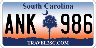 SC license plate ANK986