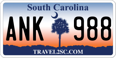 SC license plate ANK988