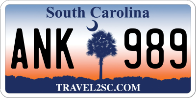 SC license plate ANK989