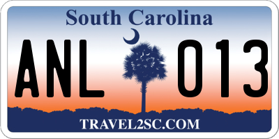 SC license plate ANL013