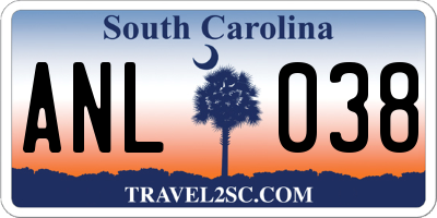 SC license plate ANL038