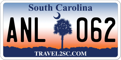 SC license plate ANL062